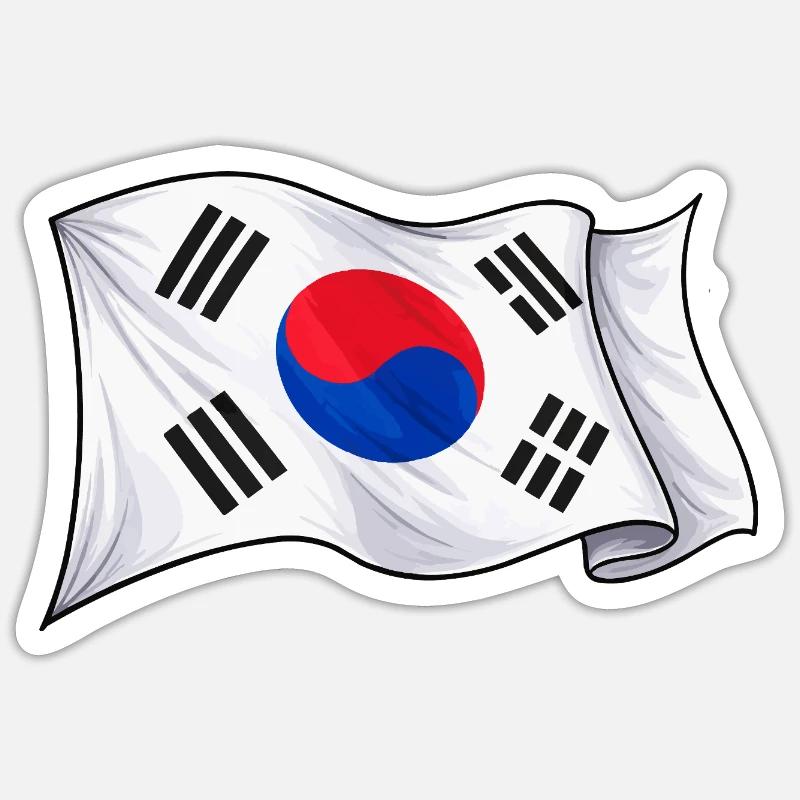 Drapeau sud-coréen - Sticker taille S (10 x 10 cm) - blanc mat