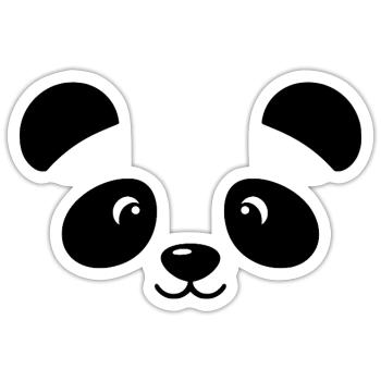 Panda | Big Face Kostüm Karneval Verkleidung - Sticker Größe S (10 x 10 cm) - Mattweiß - Vorne