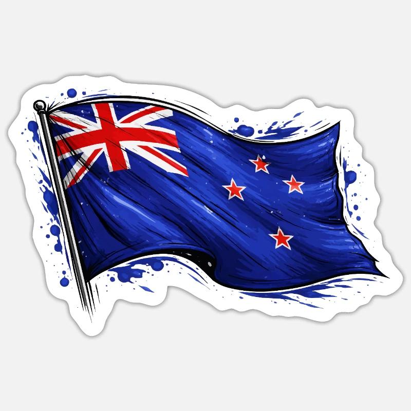 Drapeau néo-zélandais - Sticker taille S (10 x 10 cm) - blanc mat