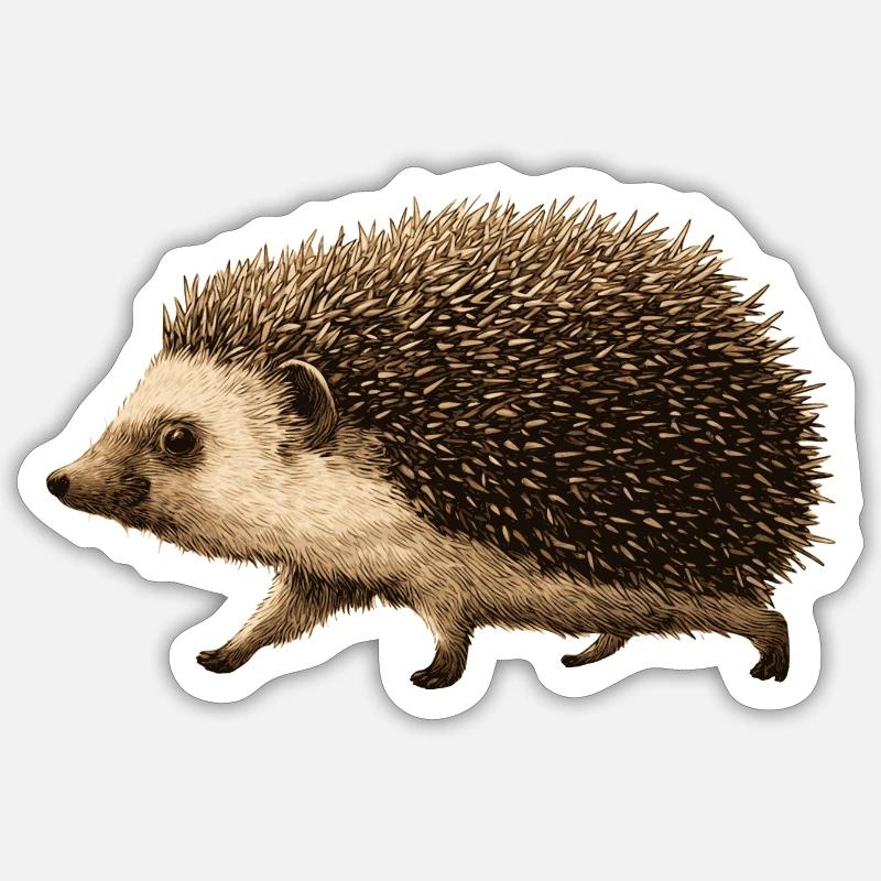 Drôle de hérisson - Sticker taille S (10 x 10 cm) - blanc mat