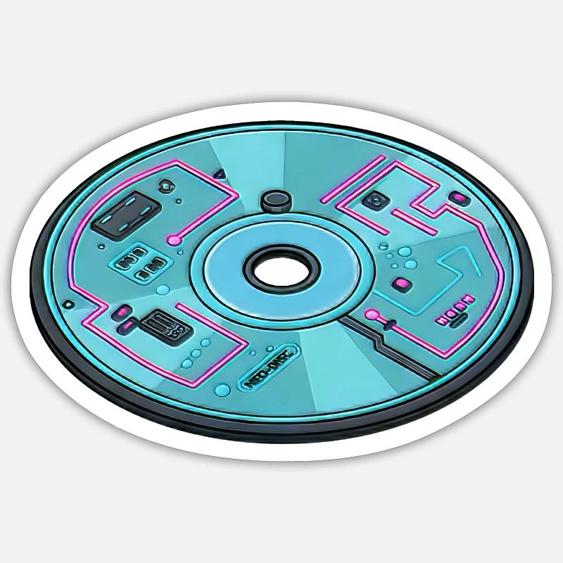 Digital Future Computer 90s Retro Design Sticker size S (10 x 10 cm)