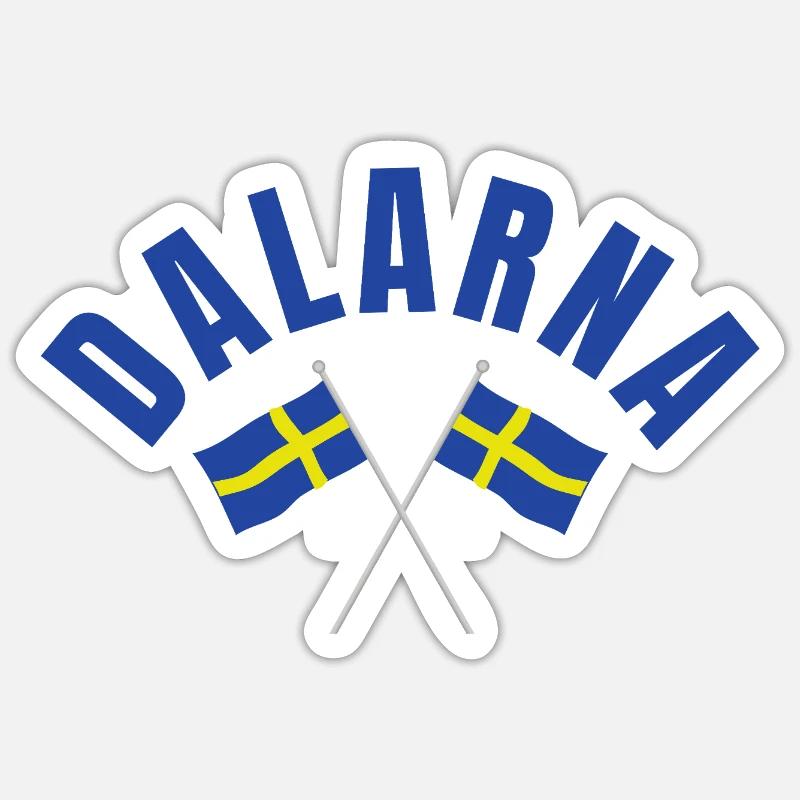 Drapeaux de Dalarna, Suède - Sticker taille S (10 x 10 cm) - blanc mat