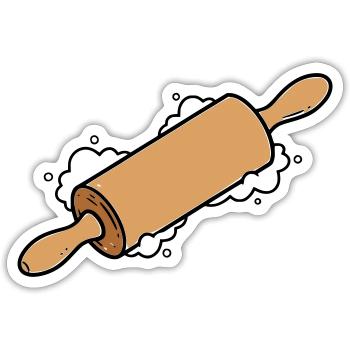 Rolling Pin Rolling Dough Roll Baking - Sticker size S (10 x 10 cm) - white matte - Front
