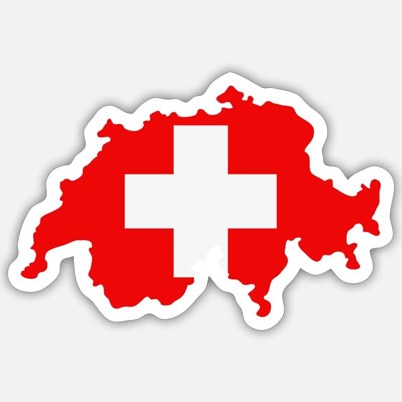 Swiss map with flag - Sticker size S (10 x 10 cm) - white matte