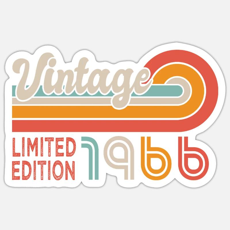 1966 anniversaire Né 1966 60 ans 60e anniversaire - Sticker taille S (10 x 10 cm) - blanc mat