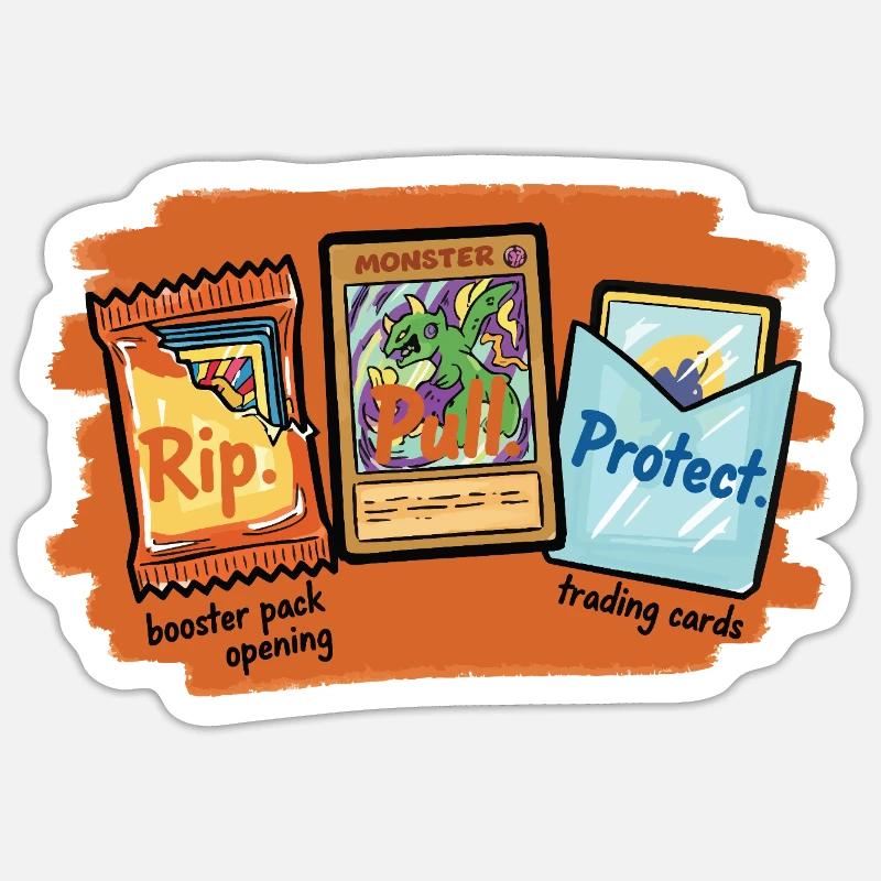 Rip Pull Protect Trading Card Booster Pack Opening Sticker size S (10 x 10 cm)