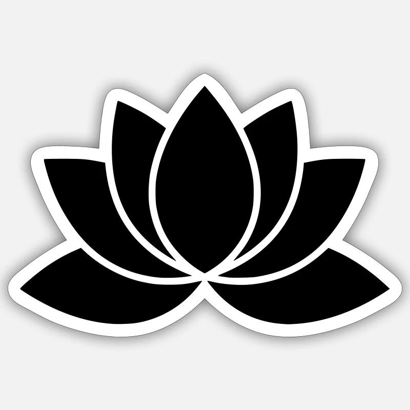 Silhouette de yoga fleur de lotus - Sticker taille S (10 x 10 cm) - blanc mat