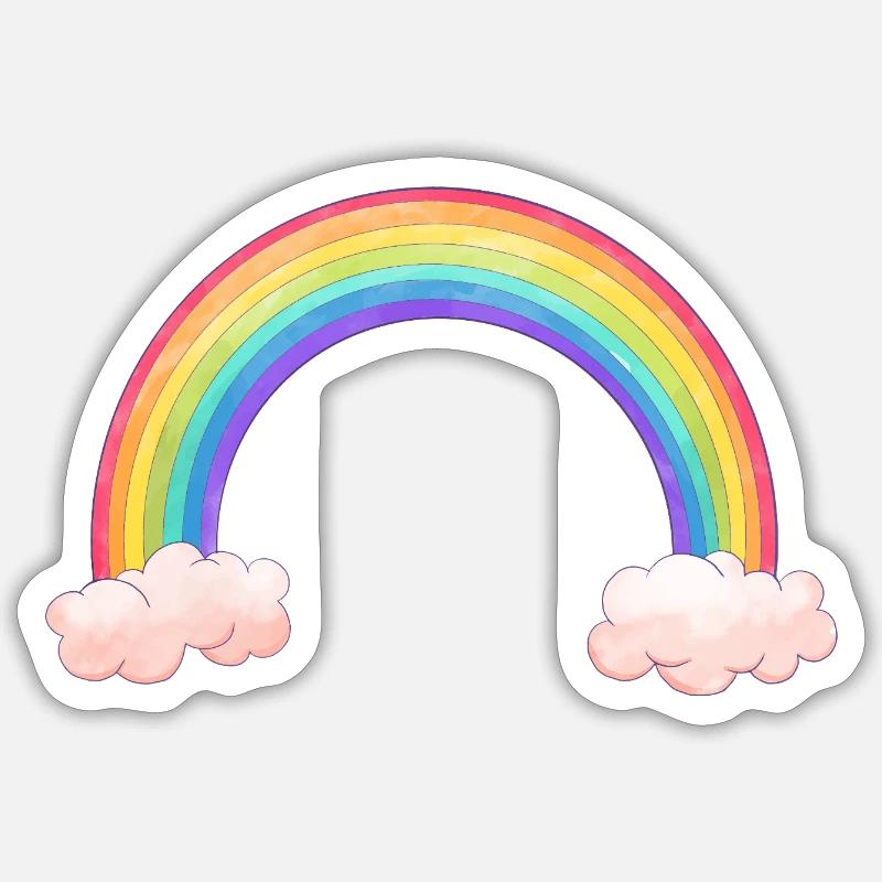 Regenbogenbogen mit Wolken - Sticker Größe S (10 x 10 cm) - Mattweiß