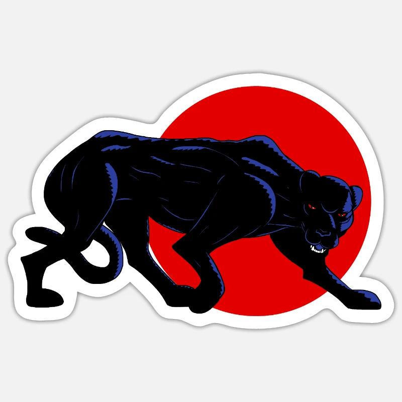 Panthère noire sur cercle rouge - Sticker Größe S (10 x 10 cm) - Mattweiß