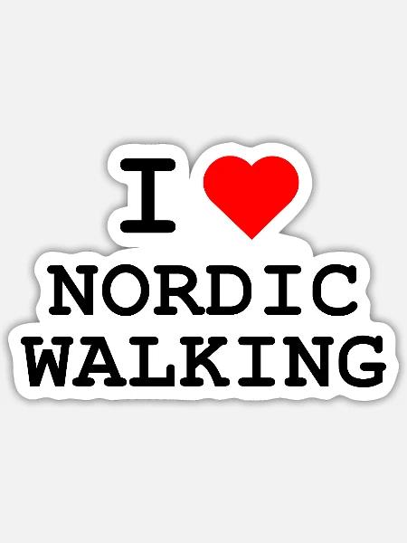 Ich liebe Nordic Walking - I love Nordic Walking - Sticker Größe S (10 x 10 cm) - Mattweiß