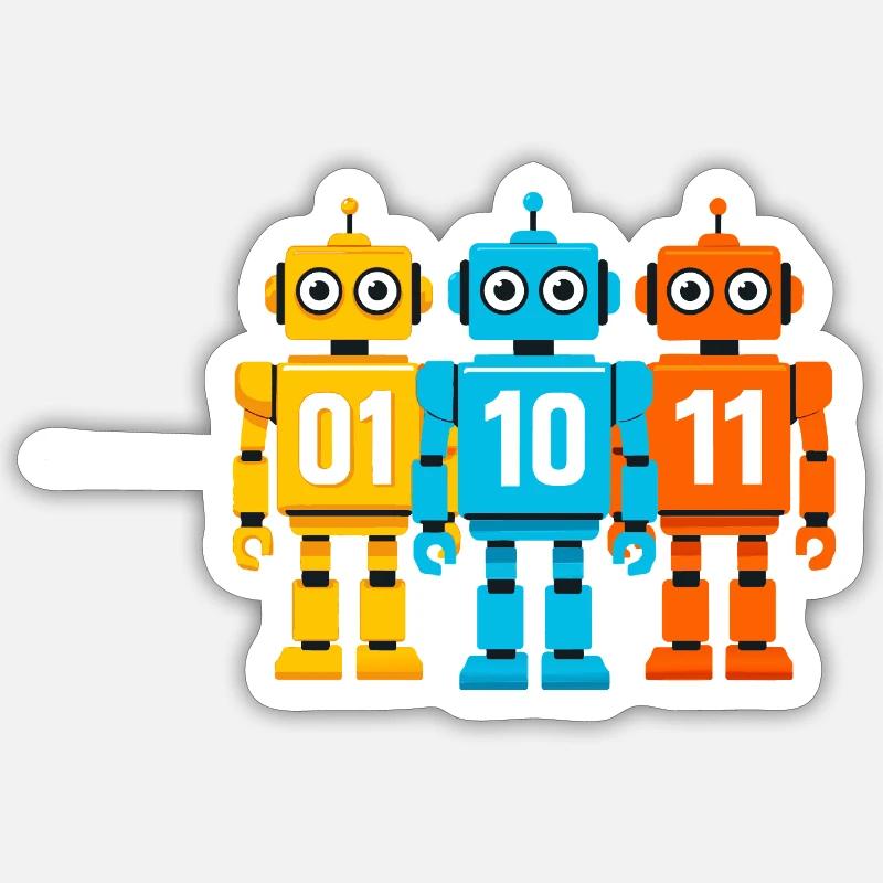 Robot 01 10 11 – Binary Sci-Fi Design Sticker size S (10 x 10 cm)