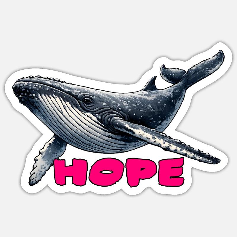 Wale der Hoffnung - Hope - Sticker Größe S (10 x 10 cm) - Mattweiß