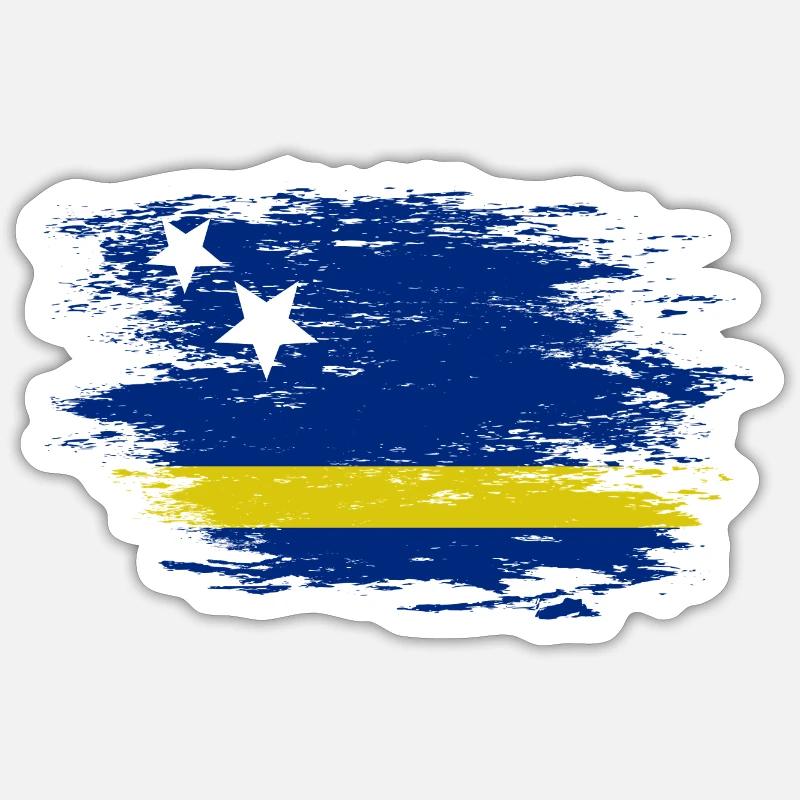 Drapeau de Curaçao utilisé - Sticker taille S (10 x 10 cm) - blanc mat
