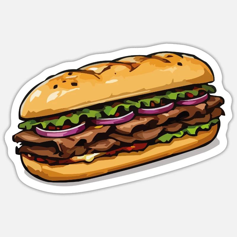Sandwich Illustration - Sticker Größe S (10 x 10 cm) - Mattweiß