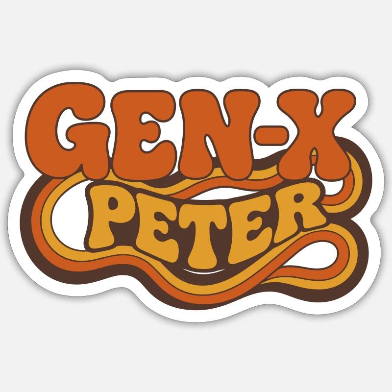 GenX Peter Retro Typography - Sticker Größe S (10 x 10 cm) - Mattweiß