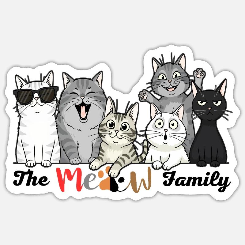 La Tribu des Chats Joyeux - Sticker taille S (10 x 10 cm) - blanc mat