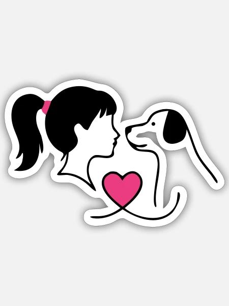 Hundemama Hund Mädchen Liebe Frauchen - Sticker Größe S (10 x 10 cm) - Mattweiß
