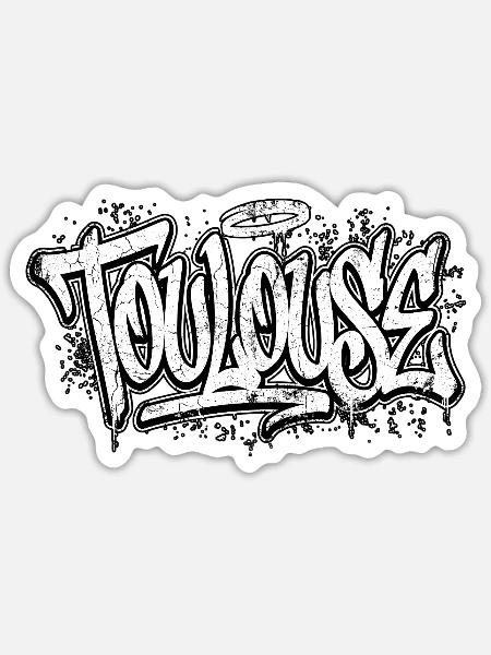 Toulouse Graffiti Hip Hop - Sticker Größe S (10 x 10 cm) - Mattweiß