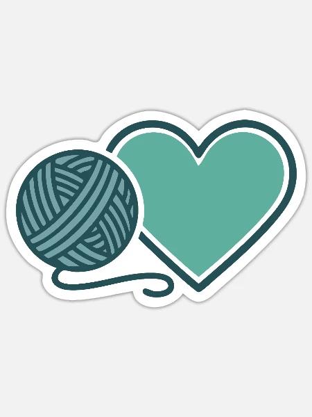 Lustige Häkelgarnliebhaber Herz-Häkelnadel - Sticker Größe S (10 x 10 cm) - Mattweiß