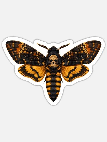 Todeskopf Hawkmotth Acherontia atropos - Sticker Größe S (10 x 10 cm) - Mattweiß
