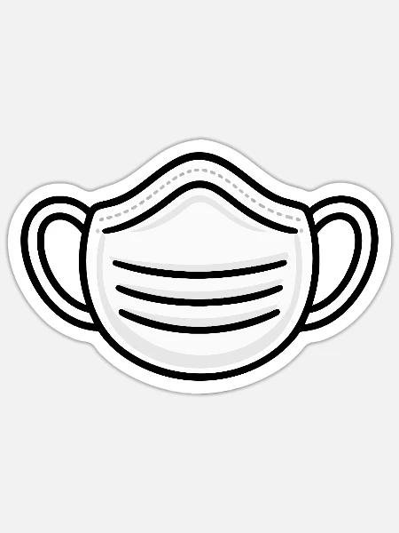 Weißes Gesichtsmasken-Liniensymbol - Sticker Größe S (10 x 10 cm) - Mattweiß