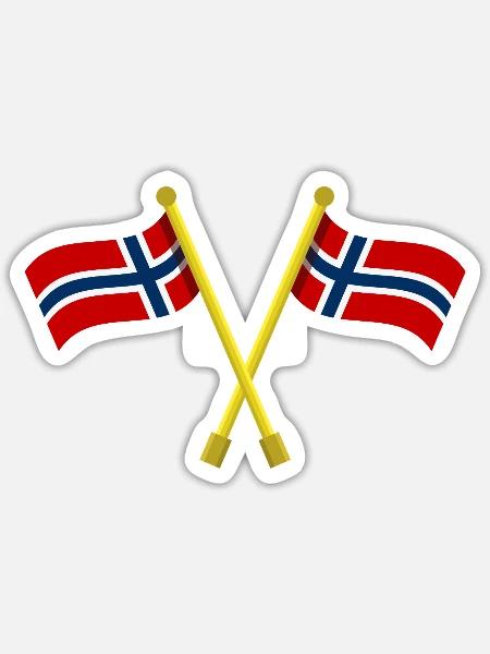Norwegische Flagge - Sticker Größe S (10 x 10 cm) - Mattweiß
