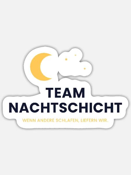 Team Nachtschicht - Sticker Größe S (10 x 10 cm) - Mattweiß