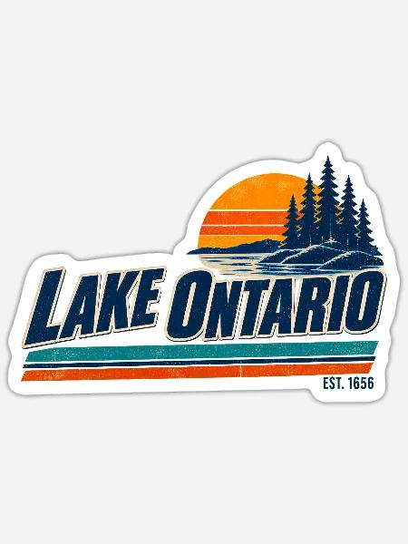 Lake Ontario EST 1656 Retro - Sticker Größe S (10 x 10 cm) - Mattweiß