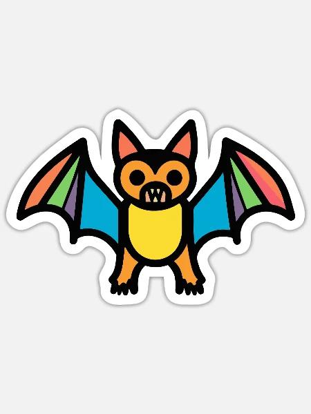 Bunte Halloween Fledermaus - Sticker Größe S (10 x 10 cm) - Mattweiß
