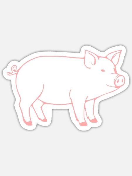 Schwein rosa Metzger Fleischer Geschenk - Sticker Größe S (10 x 10 cm) - Mattweiß
