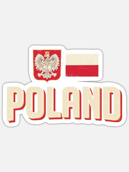 Polen Emblem Retro Flagge - Sticker Größe S (10 x 10 cm) - Mattweiß