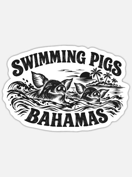 Swimming Pigs Bahamas Sunset - Sticker Größe S (10 x 10 cm) - Mattweiß