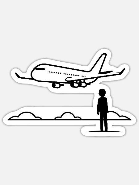 Luftfahrt Zeichnung - Sticker Größe S (10 x 10 cm) - Mattweiß