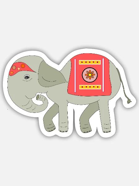 Elefant mit roter Deckentrage - Sticker Größe S (10 x 10 cm) - Mattweiß
