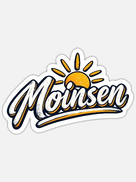 Moinsen Sonne Moin Norddeutschland Urlaub Küste - Sticker Größe S (10 x 10 cm) - Mattweiß
