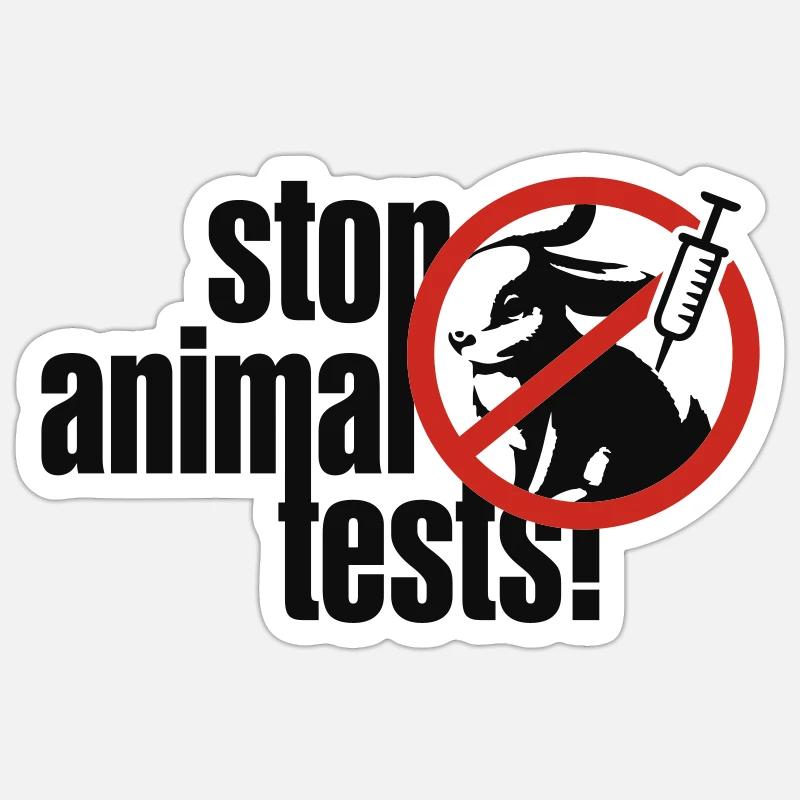 STOP ANIMAL TESTING Sticker size S (10 x 10 cm)