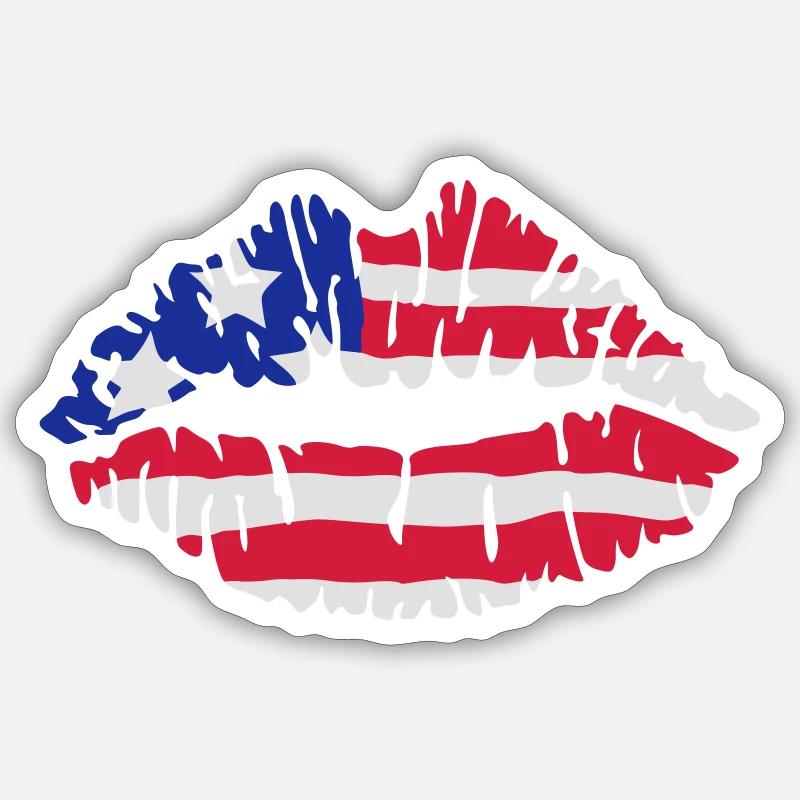 Drapeau americain - Sticker taille S (10 x 10 cm) - blanc mat
