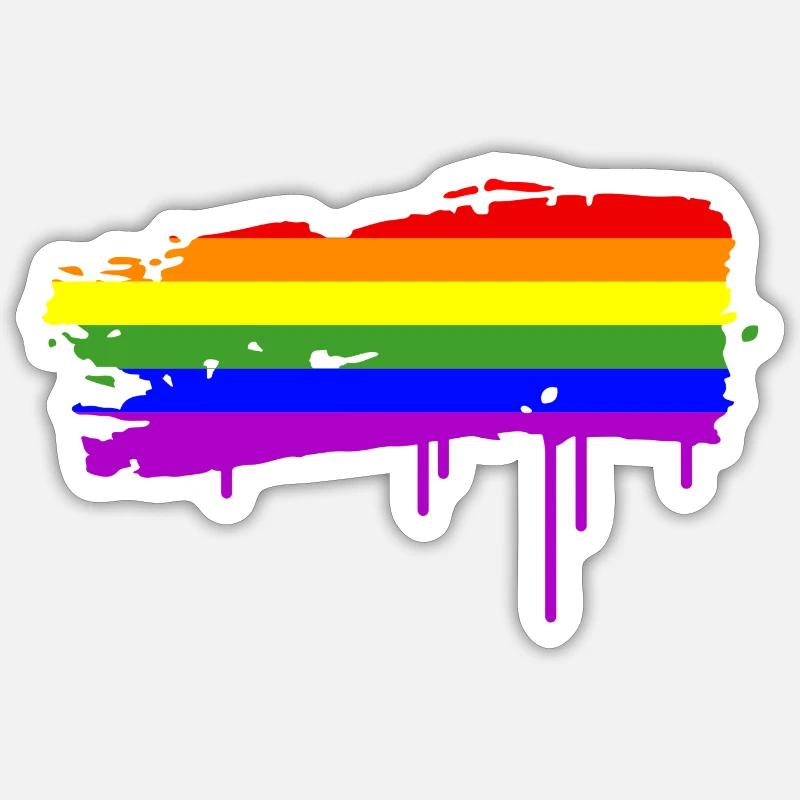 Regenbogenfahne Graffiti - Sticker Größe S (10 x 10 cm) - Mattweiß