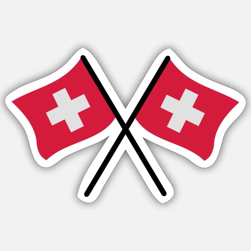 Drapeau suisse - Sticker taille S (10 x 10 cm) - blanc mat