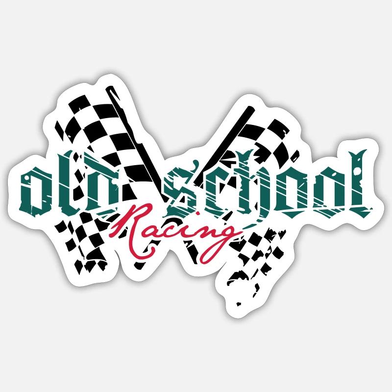 old school racing Sticker Größe S (10 x 10 cm)