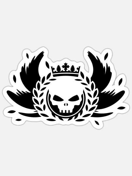 Skull Schädel mit Krone,Flügel und Lorbeerkranz - Sticker Größe S (10 x 10 cm) - Mattweiß