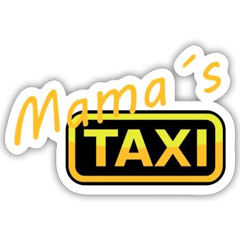 Humorvolles Mamas Taxi Schild - Sticker Größe S (10 x 10 cm) - Mattweiß - Vorne
