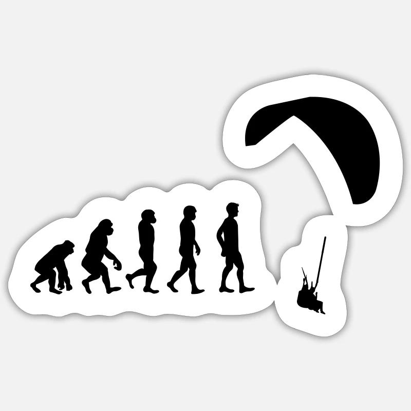 Evolution Gleitschirm - Sticker Größe S (10 x 10 cm) - Mattweiß