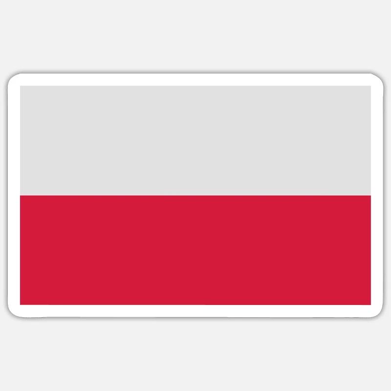 Drapeau de la Pologne - Sticker taille S (10 x 10 cm) - blanc mat