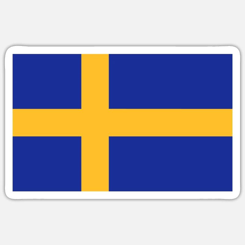 Drapeau de la Suède - Sticker taille S (10 x 10 cm) - blanc mat