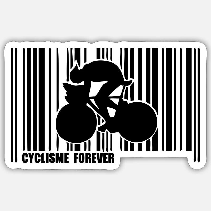 code barre cyclisme - Sticker taille S (10 x 10 cm) - blanc mat
