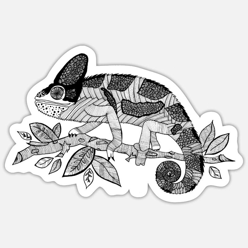 Chamäleon - Sticker Größe S (10 x 10 cm) - Mattweiß