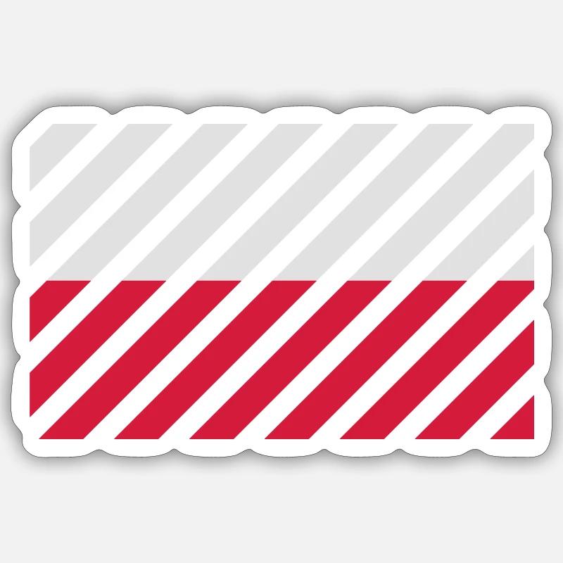 Drapeau rayé Pologne - Sticker taille S (10 x 10 cm) - blanc mat