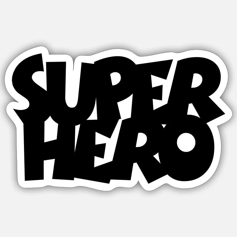SUPERHERO - Sticker taille S (10 x 10 cm) - blanc mat