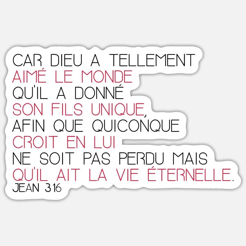 Jean 3 16 - Sticker taille S (10 x 10 cm) - blanc mat